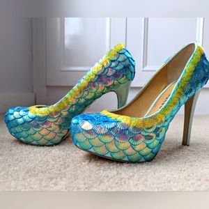 Beautiful! Handmade sequined Mermaid heels FREE SHIPPING